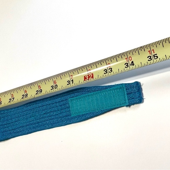 VTG 70s Women's M/L Blue MOD Boho Belt Braided Gold Buckle Accent - Picture 6 of 6